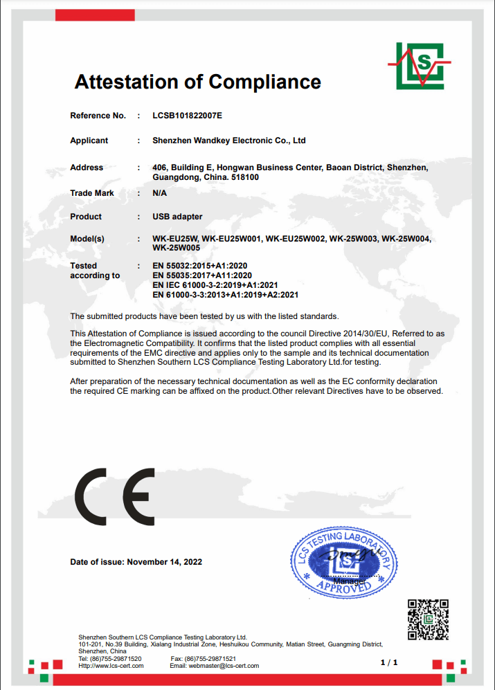 ce-certificate-25w-pps-fast-charger-usb-c-adapter-factory